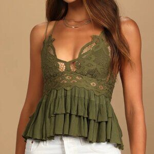 Free People Olive Green Adella Cami NWT XS